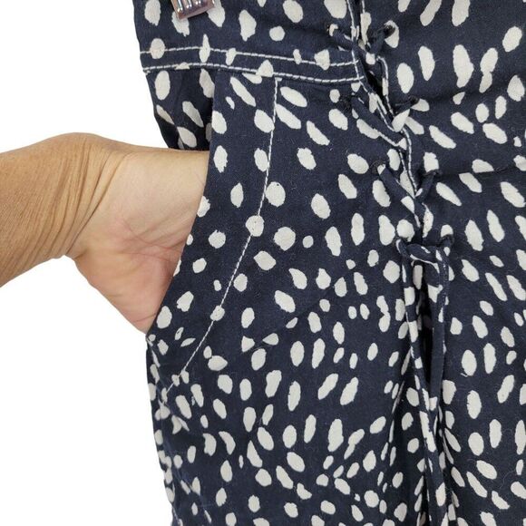 Free People Bennett Shorts 6 Black Polka Dot Wide Baggy Corset Pockets Cotton - Picture 5 of 12